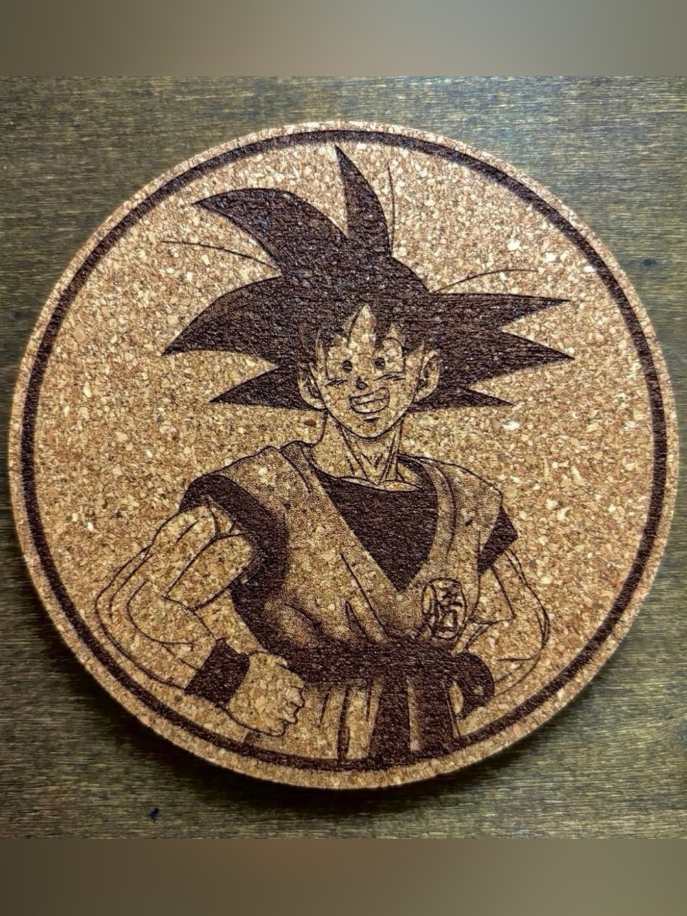 Dragon Ball Z Goku Laser Engraved Cork Coaster